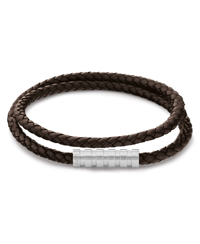 Calvin Klein Men's Tan Leather Bracelet In Brown