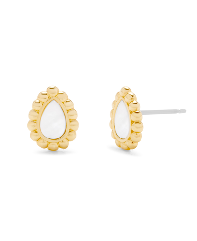 Brook & York Mother Of Imitation Pearl Inlay Camilla Earrings In Gold Platted