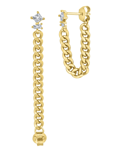 And Now This Cubic Zirconia Chain Post Earring In Gold Plated