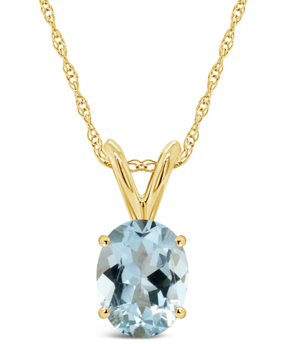 Macy's Aquamarine Pendant Necklace (1-1/7 Ct.t.w) In 14k Yellow Gold
