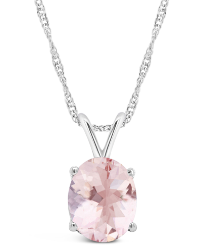 Macy's Morganite (2-1/2 Ct. T.w.) Pendant Necklace In 14k White Gold