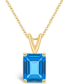Macy's Blue Topaz (4-1/4 Ct. T.w.) Pendant Necklace In 14k White Gold Or 14k Yellow Gold In Gold