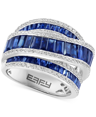 Effy Collection Effy Sapphire (3-3/4 Ct. T.w.) & Diamond (3/4 Ct. T.w.) Ring In 14k White Gold