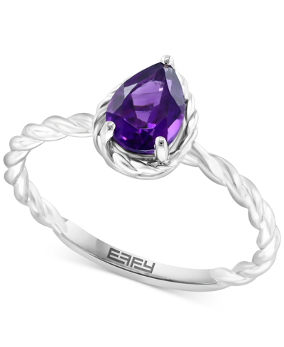 Effy Collection Effy Amethyst Pear Rope Ring (3/4 Ct. T.w.) In Sterling Silver