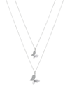UNWRITTEN CRYSTAL "MOM" AND "MINI" BUTTERFLY CHAIN NECKLACE SET WITH EXTENDER (0.02 CT. T.W.) IN FINE SILVER P