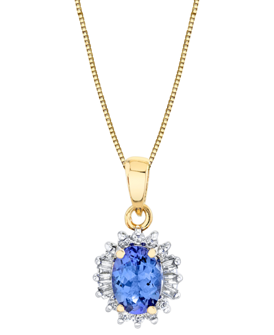 Macy's Tanzanite (1 Ct. T.w.) & Diamond (1/5 Ct. T.w.) Halo 18" Pendant Necklace In 10k Gold