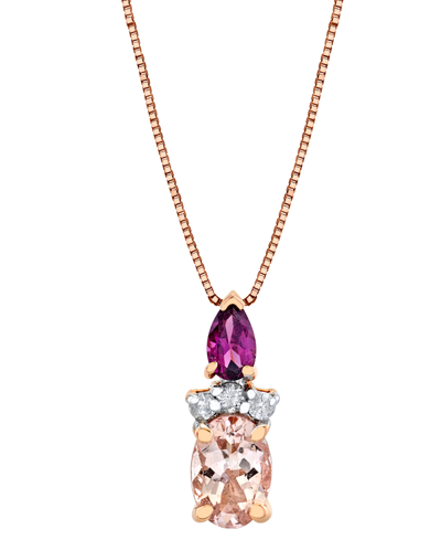 Macy's Multi-gemstone (1-1/4 Ct. T.w.) & Diamond (1/20 Ct. T.w.) 18" Pendant Necklace In 14k Rose Gold