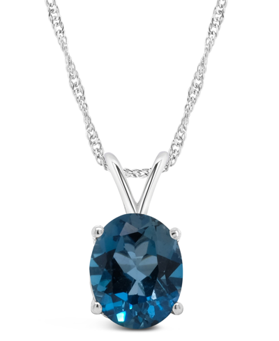 Macy's London Topaz (3-5/8 Ct. T.w.) Pendant Necklace In 14k White Gold In London Blue Topaz