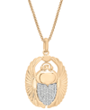 MACY'S MEN'S DIAMOND SCARAB 22" PENDANT NECKLACE (1/4 CT. T.W.) IN 14K GOLD-PLATED STERLING SILVER