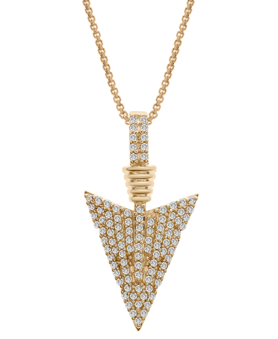 Macy's Men's Diamond Arrow 22" Pendant Necklace (1/2 Ct. T.w.) In 14k Gold-plated Sterling Silver In Gold Over Silver