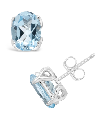 Macy's Topaz (3-1/5 Ct. T.w.) Stud Earrings In 14k White Gold In Sky Blue Topaz