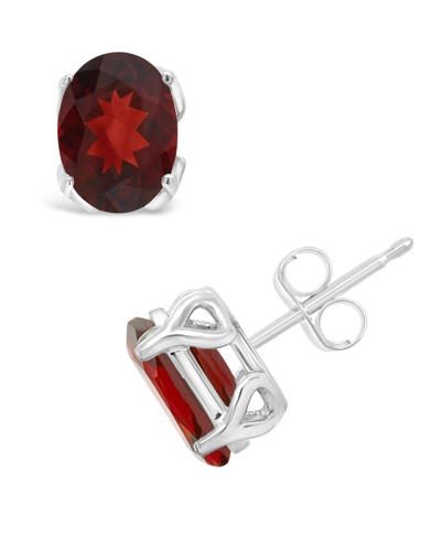 Macy's Garnet (3 Ct. T.w.) Stud Earrings In 14k White Gold