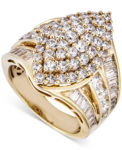 Macy's Diamond Round & Baguette Navette Cluster Ring (3 Ct. T.w.) In 14k Gold In Yellow Gold
