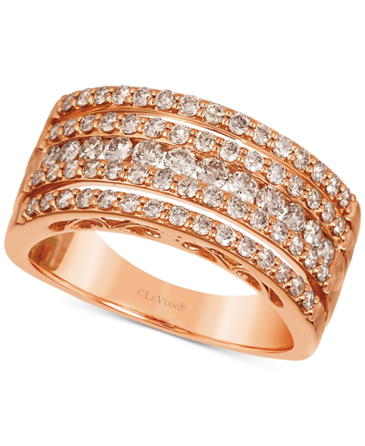 Le Vian Nude Diamond Multirow Statement Ring (1 Ct. T.w.) In 14k Rose Gold In K Strawberry Gold Ring