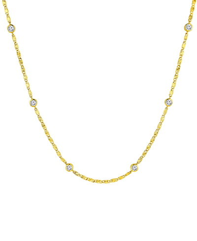 And Now This Cubic Zirconia Diamond Cut Station Necklace In Gold Plated