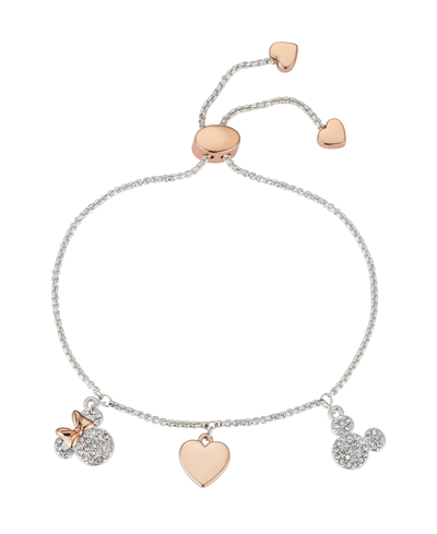 Disney Crystal Charm Bolo Bracelet (0.01 Ct. T.w.) In 14k Gold Flash Plated In Rose Gold Two-tone