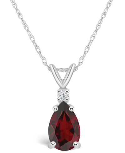 Macy's Garnet (1-1/5 Ct. T.w.) And Diamond Accent Pendant Necklace In 14k Yellow Gold Or 14k White Gold