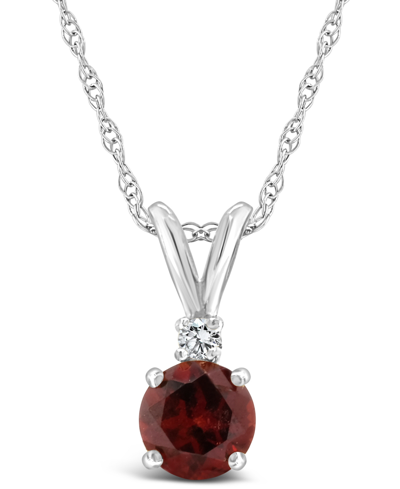 Macy's Garnet (5/8 Ct. T.w.) And Diamond Accent Pendant Necklace In 14k Yellow Gold Or 14k White Gold
