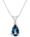 Macy's London Blue Topaz (1 Ct. T.w.) And Diamond Accent Pendant Necklace In 14k Yellow Gold Or 14k White G In White Gold