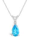 Shop Macy's Blue Topaz (1-3/8 Ct. T.w.) And Diamond Accent Pendant Necklace In 14k Yellow Gold Or 14k White Gold