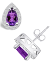 Macy's Amethyst (1-3/4 Ct. T.w.) And Diamond (1/3 Ct. T.w.) Halo Stud Earrings In 14k White Gold In Amethyst