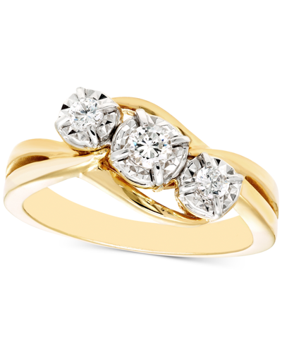 Macy's Diamond Three Stone Ring (1/4 Ct. T.w.) In 10k White Or Yellow Gold