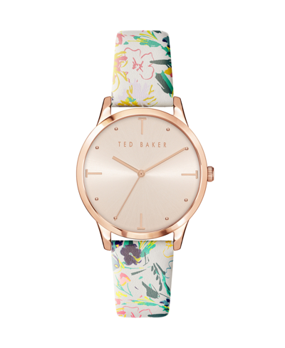 Ted Baker Women's Poppiey White Leather Strap Watch 38mm