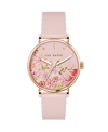 TED BAKER WOMEN'S PHYLIPA RETRO PINK LEATHER STRAP WATCH 37MM