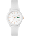 Lacoste Women's L.12.12 White Silicone Strap Watch 36mm In White