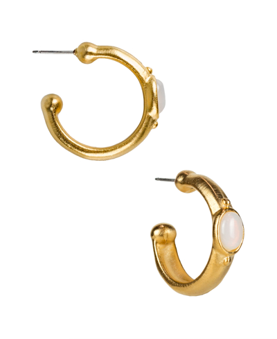 Patricia Nash Gold-tone Small Oval Stone C-hoop Earrings, 1" In White/egyptian Gold