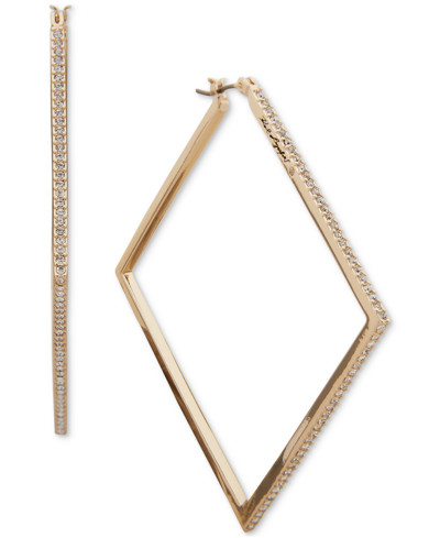 Karl Lagerfeld Pave Crystal Square Hoop Earrings, 2.54" In Gold