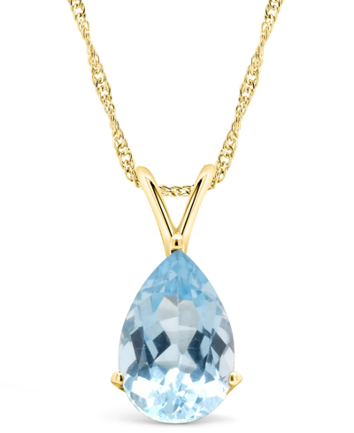 Macy's Topaz (3-5/8 Ct. T.w.) Pendant Necklace In 14k Yellow Gold In Sky Blue Topaz