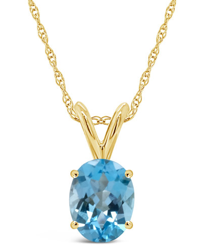 Macy's Blue Topaz Pendant Necklace (1-5/8 Ct.t.w) In 14k Yellow Gold