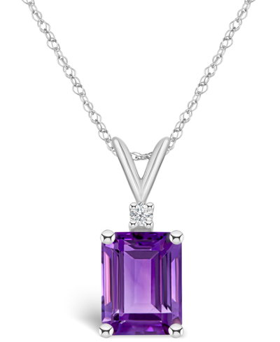 Macy's Amethyst (1 Ct. T.w.) And Diamond Accent Pendant Necklace In 14k Yellow Gold Or 14k White Gold