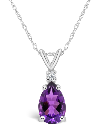 Macy's Amethyst (1 Ct. T.w.) And Diamond Accent Pendant Necklace In 14k Yellow Gold Or 14k White Gold