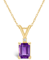 Macy's Amethyst (1 Ct. T.w.) And Diamond Accent Pendant Necklace In 14k Yellow Gold Or 14k White Gold In Gold