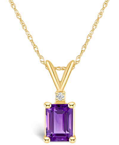 MACY'S AMETHYST (1 CT. T.W.) AND DIAMOND ACCENT PENDANT NECKLACE IN 14K YELLOW GOLD OR 14K WHITE GOLD