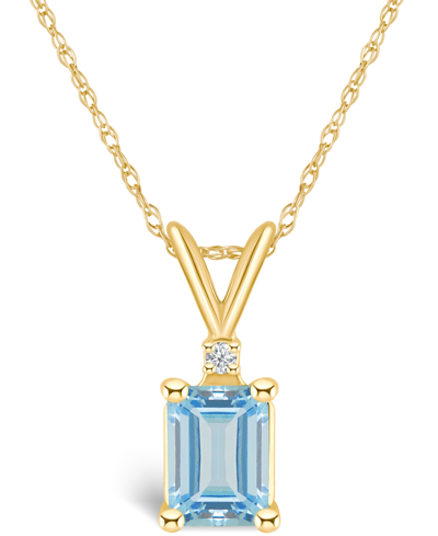 Macy's Aquamarine (7/8 Ct. T.w.) And Diamond Accent Pendant Necklace In 14k Yellow Gold Or 14k White Gold