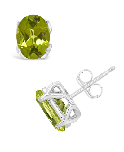 Macy's Peridot (2-3/4 Ct. T.w.) Stud Earrings In 14k White Gold