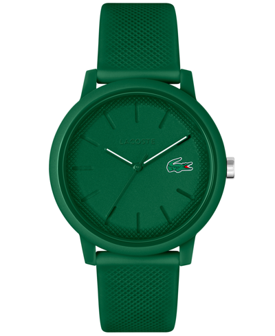 LACOSTE MEN'S L.12.12 GREEN SILICONE STRAP WATCH 42MM