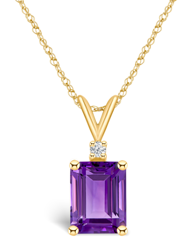 Macy's Amethyst (1 Ct. T.w.) And Diamond Accent Pendant Necklace In 14k Yellow Gold Or 14k White Gold