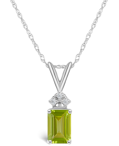 Macy's Peridot (1-1/10 Ct. T.w.) And Diamond Accent Pendant Necklace In 14k Yellow Gold Or 14k White Gold