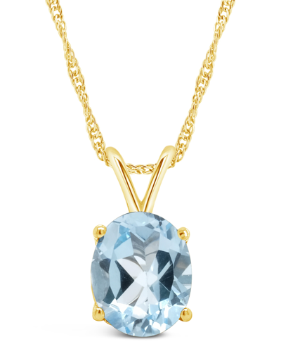 Macy's Topaz (3-5/8 Ct. T.w.) Pendant Necklace In 14k Yellow Gold In Sky Blue Topaz