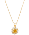 Macy's Lab-created Opal (1/3 Ct. Tw.) & Lab-created White Sapphire (1/3 Ct. T.w.) Halo 18" Pendant Necklace In Citrine
