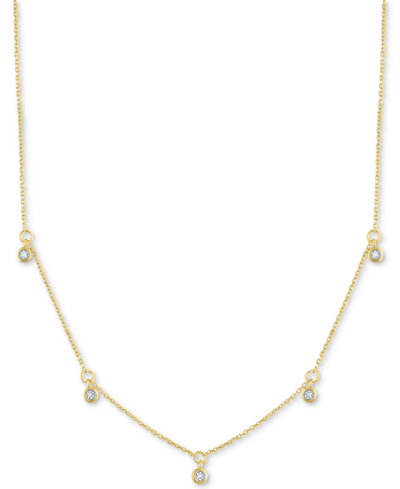 Macy's Diamond Accent Dangle Necklace In Sterling Silver Or 14k Gold-plated Sterling Silver, 16" + 2" Exten