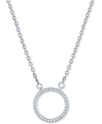 Macy's Diamond Accent Circle Pendant Necklace In Sterling Silver, 16" + 2" Extender
