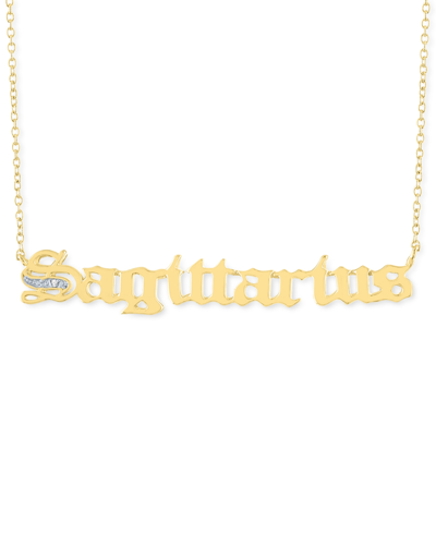 Macy's Diamond Accent Zodiac Name 18" Pendant Necklace In Sterling Silver Or 14k Gold-plated Sterling Silve In Sagittarius Gold-plated Sterling Silver