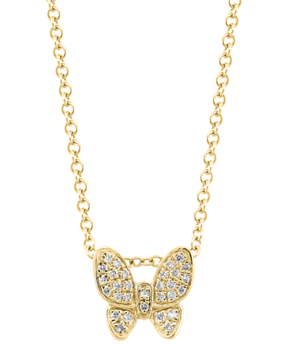 Effy Collection Effy Diamond Pave Butterfly 18" Pendant Necklace (1/10 Ct. T.w.) In 14k Gold-plated Sterling Silver
