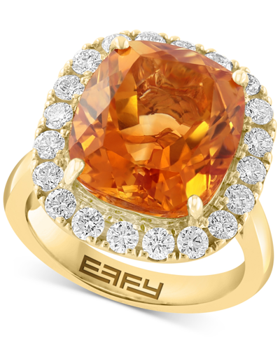 Effy Collection Effy Citrine (8-3/4 Ct. T.w.) & Diamond (1 Ct. T.w.) Ring In 14k Yellow Gold