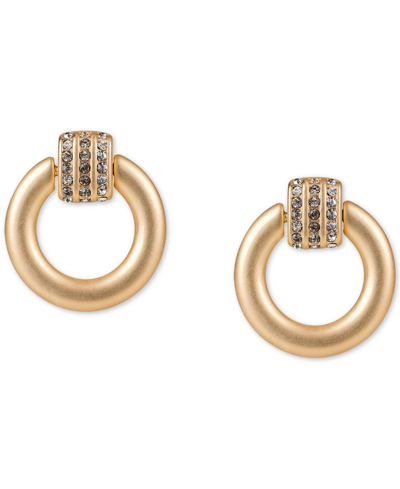 Patricia Nash Gold-tone Pave Doorknocker Drop Earrings In Egyptian Gold
